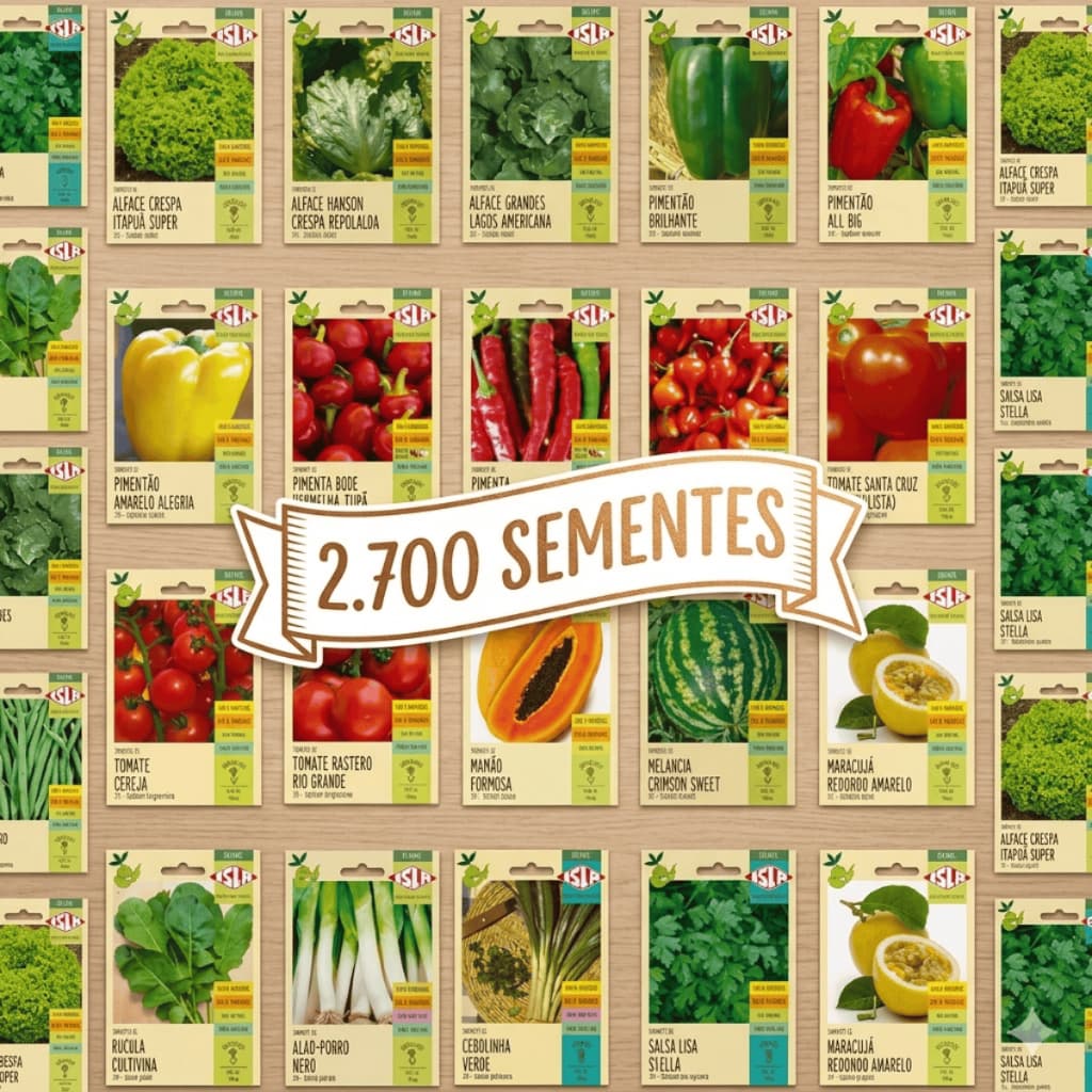 Kit 19 Sementes Horta Completa Isla +2700 Sementes Tomate Alface Pimentas Frutas