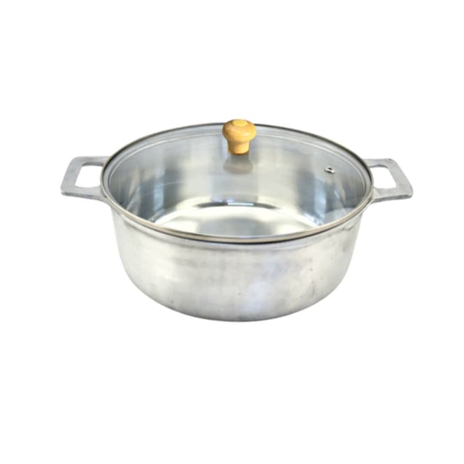 Panela 22 Cm Alumínio Fundido Batido Grosso Tampa De Vidro Temperado Alça Reta