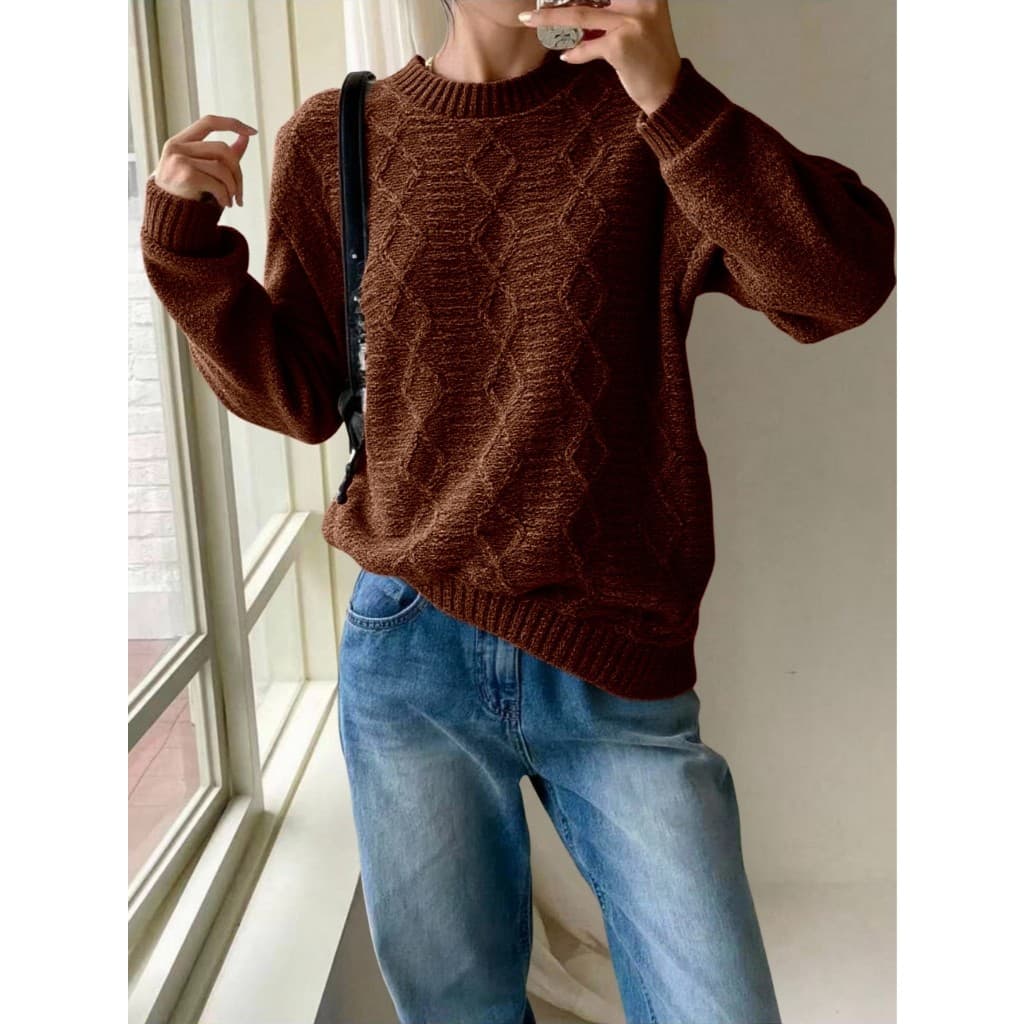 Blusa Mohair (angorá) Blusa Manga Longa Feminina Grosso Estampada Lisa Feriado Férias Escritório Diário Outuno Inverno