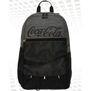 Mochila Coca-Cola Cinza Original Grande Escolar Masculina Feminina Resistente Com Bolso Frontal