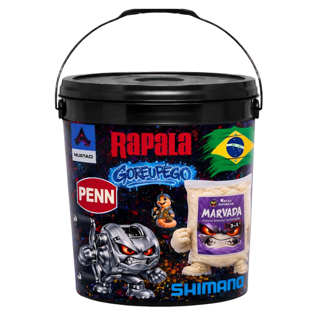 Balde de Pesca 20L Reforçado Com Tampa Resistente Organizador Ração Tralhas Multiuso Rei dos Baldes