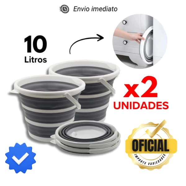 BALDES Retrátil 10 Litros Premium Cinza Fácil de Guardar Dobrável Envio Imediato