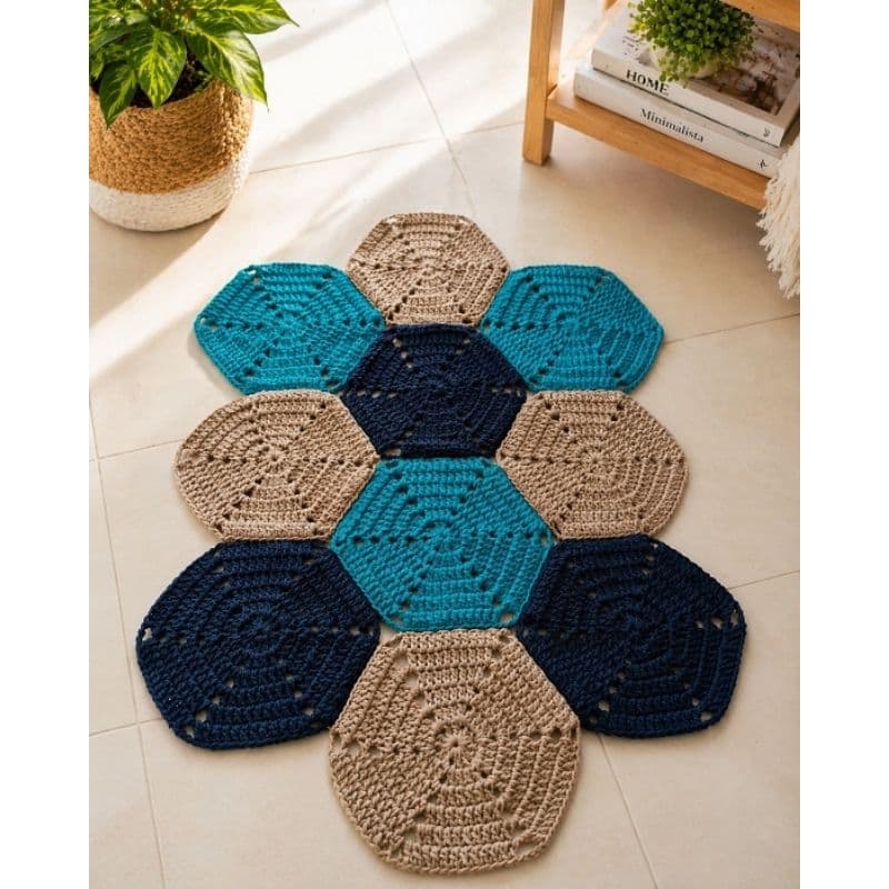 Tapete de Crochê grande 47x70cm | Tapete Artesanal /Barbante Algodão Sala Quarto Banheiro,cozinha!