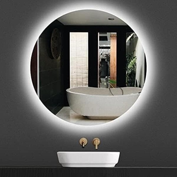 Espelho LED Redondo Premium LUXO 60x60 Luxo Ideal p/ BANHEIRO SALA HALL DE ENTRADA QUARTO ESCRITÓRIO