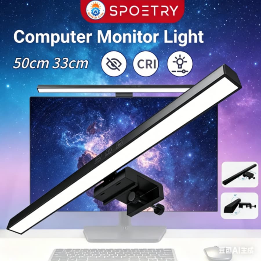 Lâmpada LED De Mesa Para Leitura, Lâmpada De Proteção Ocular Regulável, Luz Para Tela De Laptop