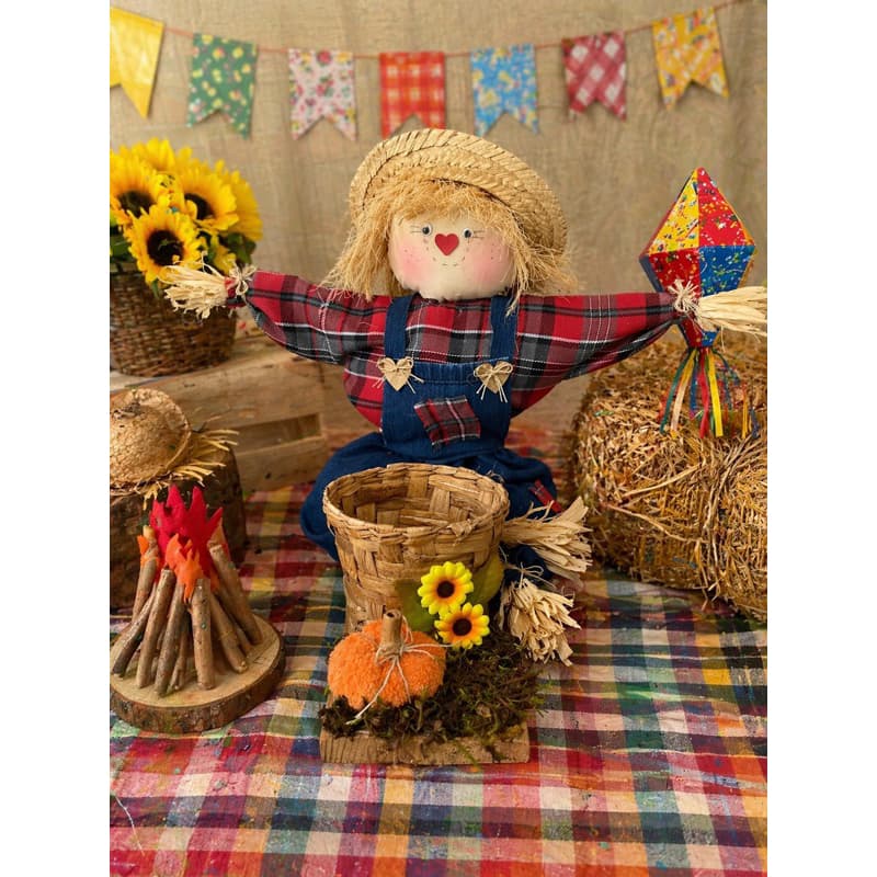 DECORAÇÃO DE FESTA JUNINA KIT DECORACAO DE MESA ESPANTALHO BANDEIRINHAS SÃO JOÃO BANDEIRINHAS