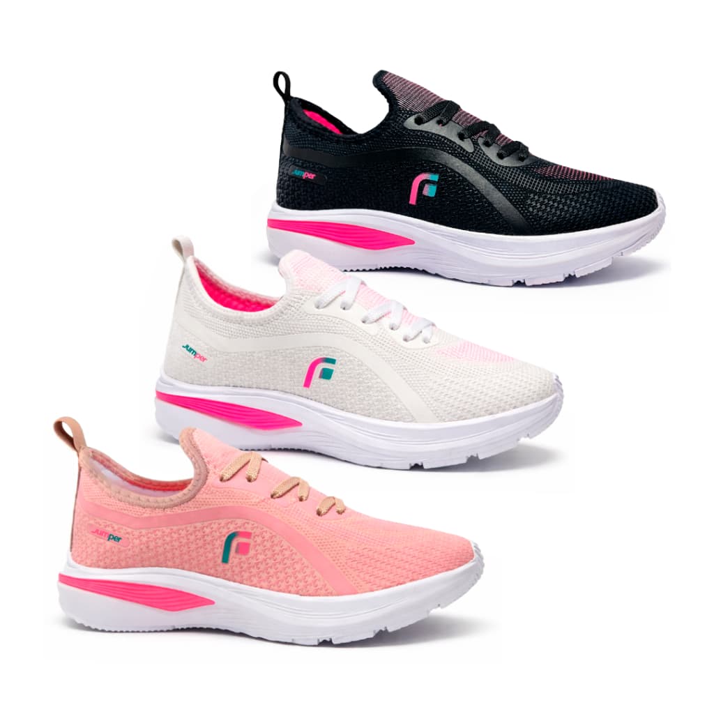 Kit Tênis Feminino Esportivo Jumper Treino Academia Slip On presente dia das crianças