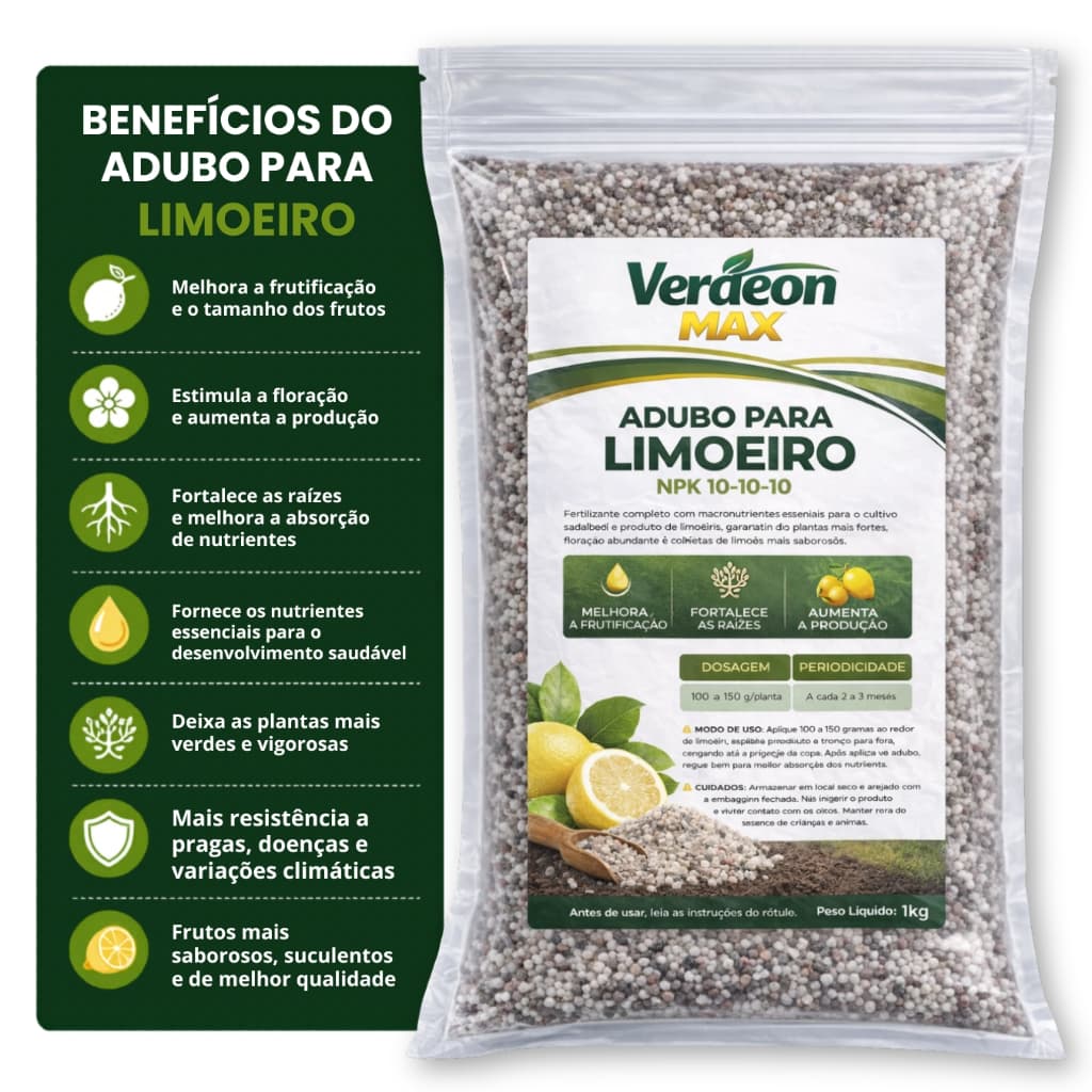 Adubo Fertilizante Para Limoeiros NPK + Micronutrientes Frutificação e crescimento Verdeon Max