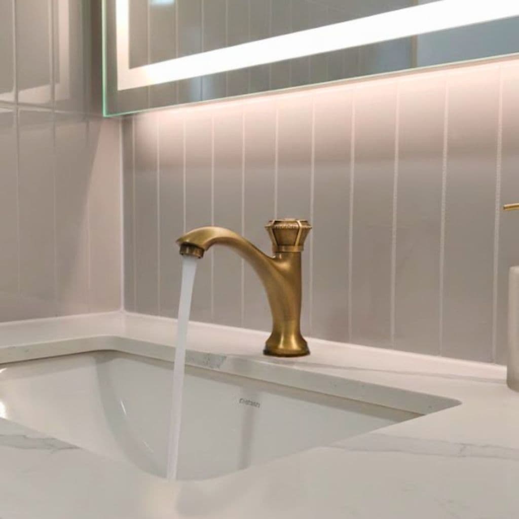 Torneira Elegante Bancada Pia Cozinha Lavabo Banheiro Estilo Provençal Rústica Latão Dourado Escuro