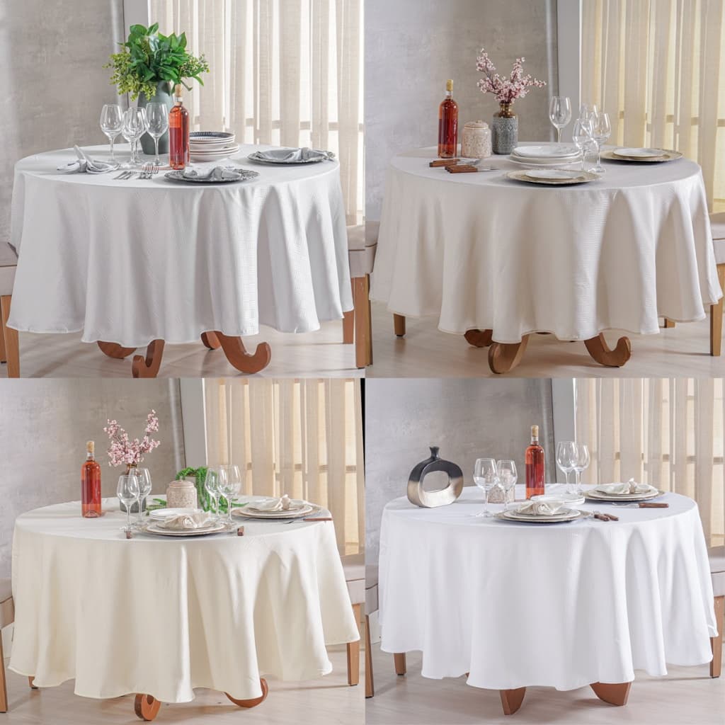 Toalha de Mesa 8 Lugares Redonda Impermeável 2,20m Jacquard - TESSI