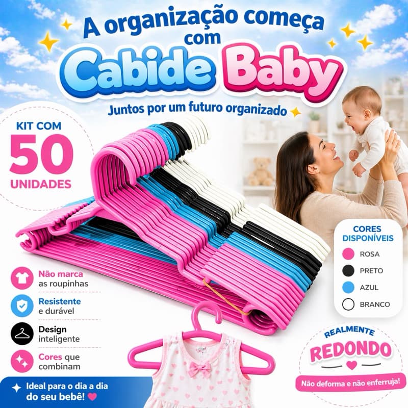 Cabide Juvenil infantil Baby KIT 20 unidades