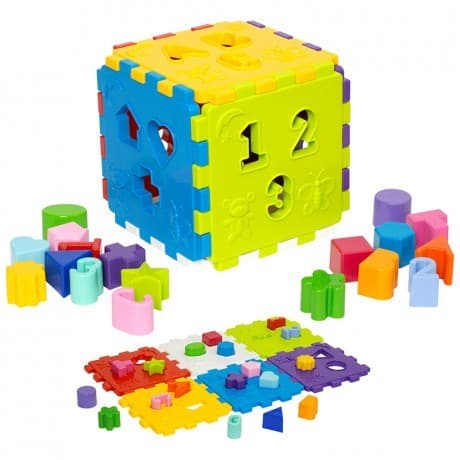 Cubo Didático Colorido Com Blocos De Encaixar Mercotoys 1 Ano