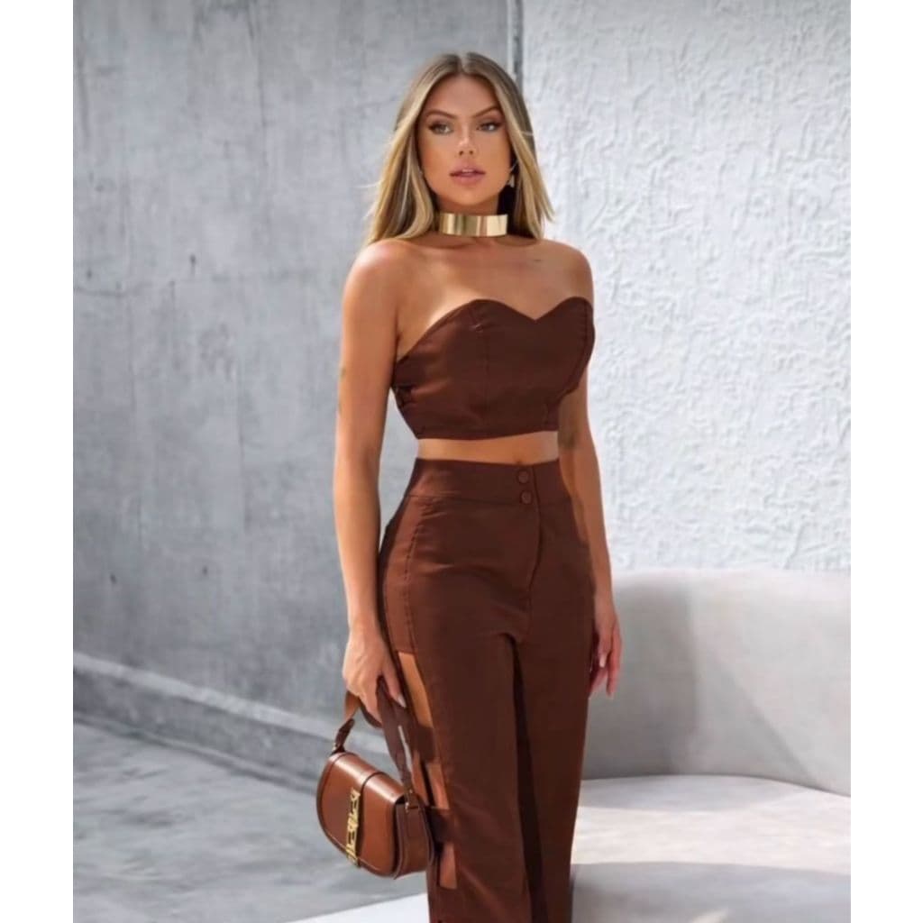 conjunto alfaiataria moderno conjunto feminino elegante calça alfaiataria com fenda lateral calça com aberturas laterais