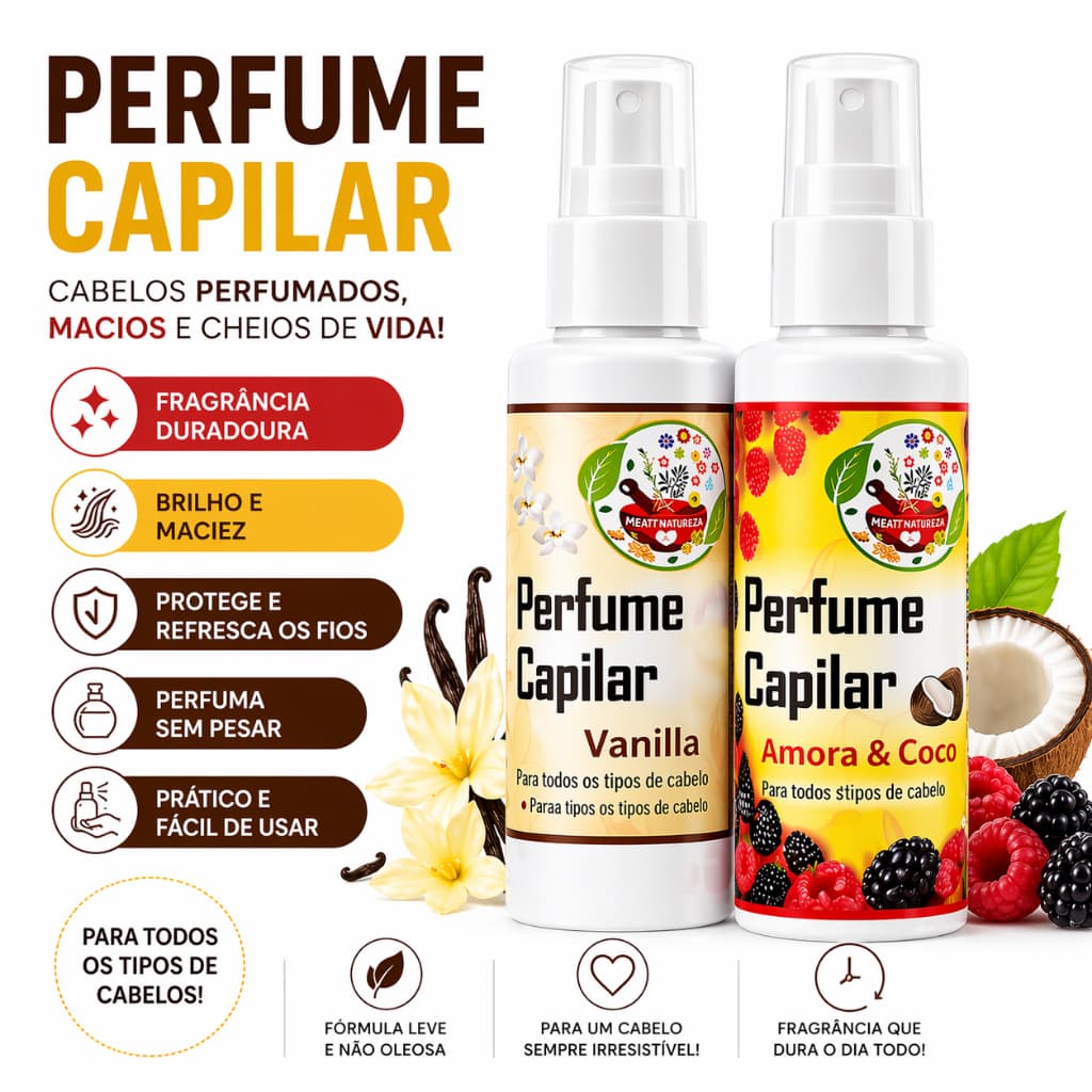 Kit Perfume Capilar 3 em 1 -  Hidrata, Perfuma e Finaliza