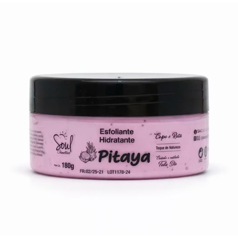 Hidratante Esfoliante de Pitaya Soul Cosméticos Corpo e Rosto – Esfoliação Suave, Hidratação Intensa e Pele Radiante