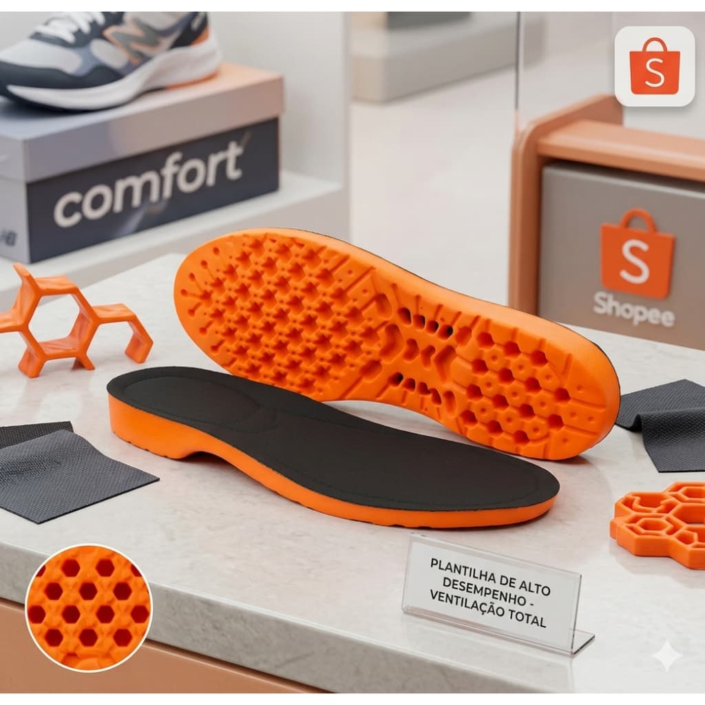 Palmilha Ortopédica Macia Confortável Para esporao fascite plantar alivio de dores no pe calcanhar conforto quem trabalh