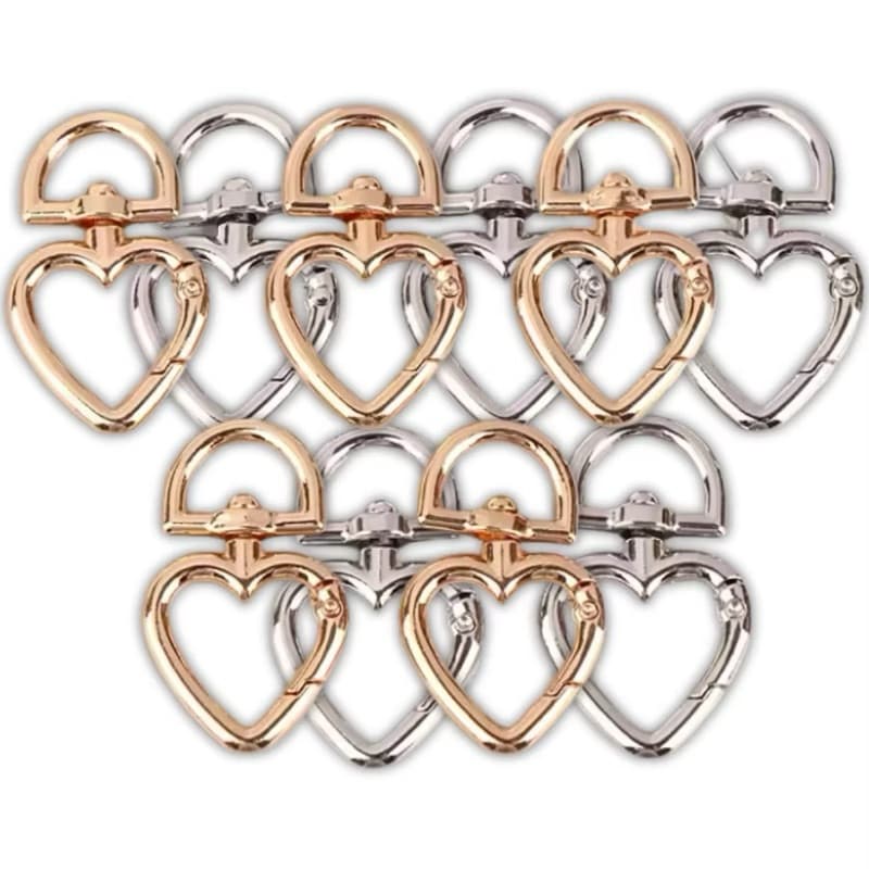 Fecho Com Argola Coração Mosquetão Banho Zamac Dourado/Prata