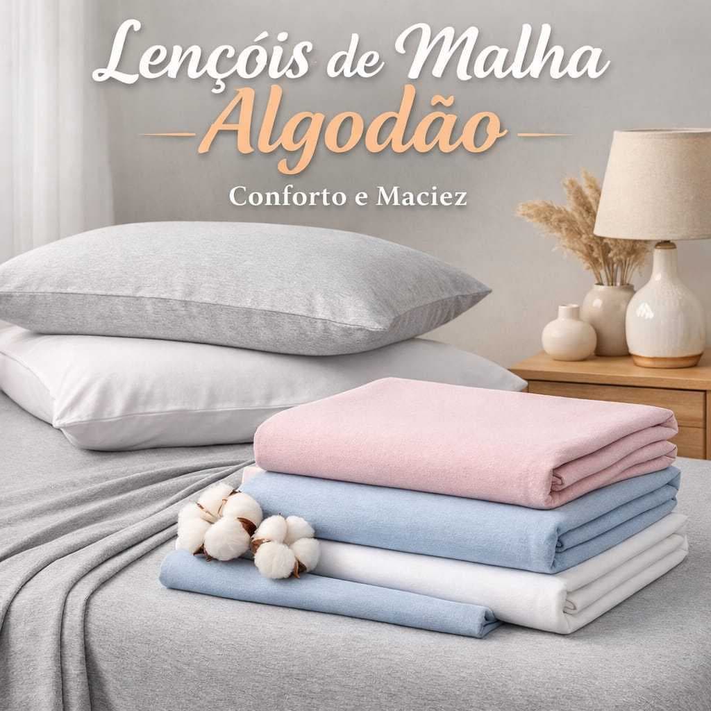 Lençol de Malha 100% algodão Solteiro Casal com elástico