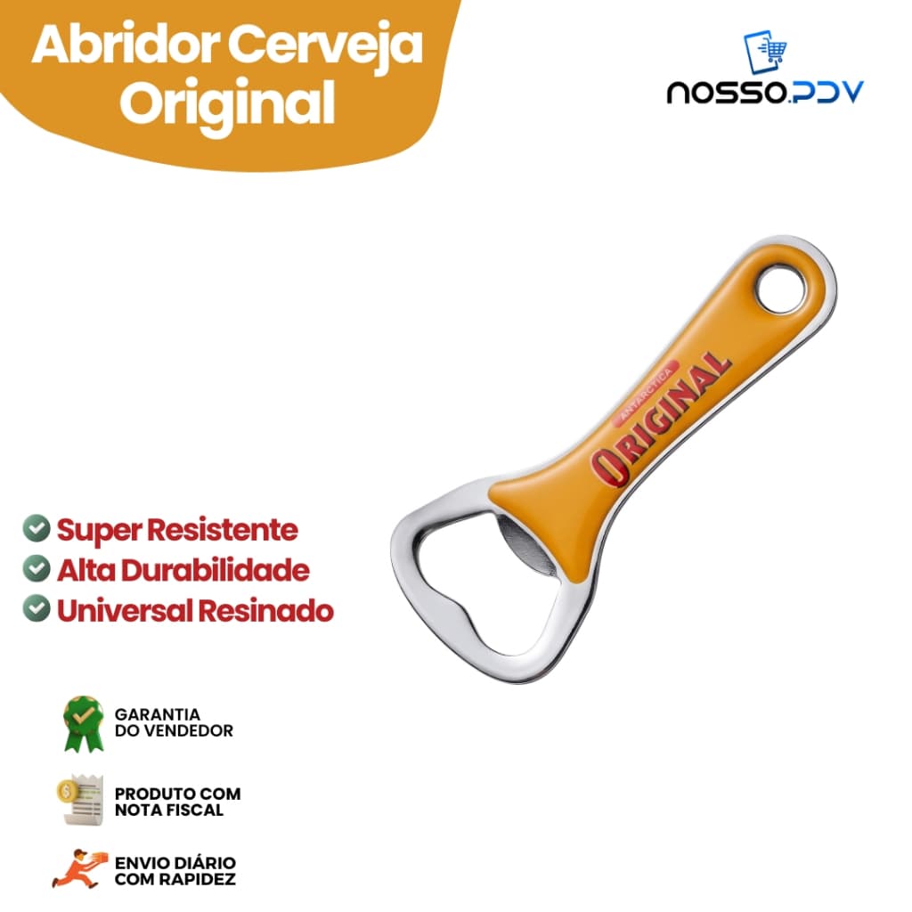 Abridor de Garrafa Original em Aço Inox 10cm Para Cerveja, Refrigerante, Bar e Cozinha