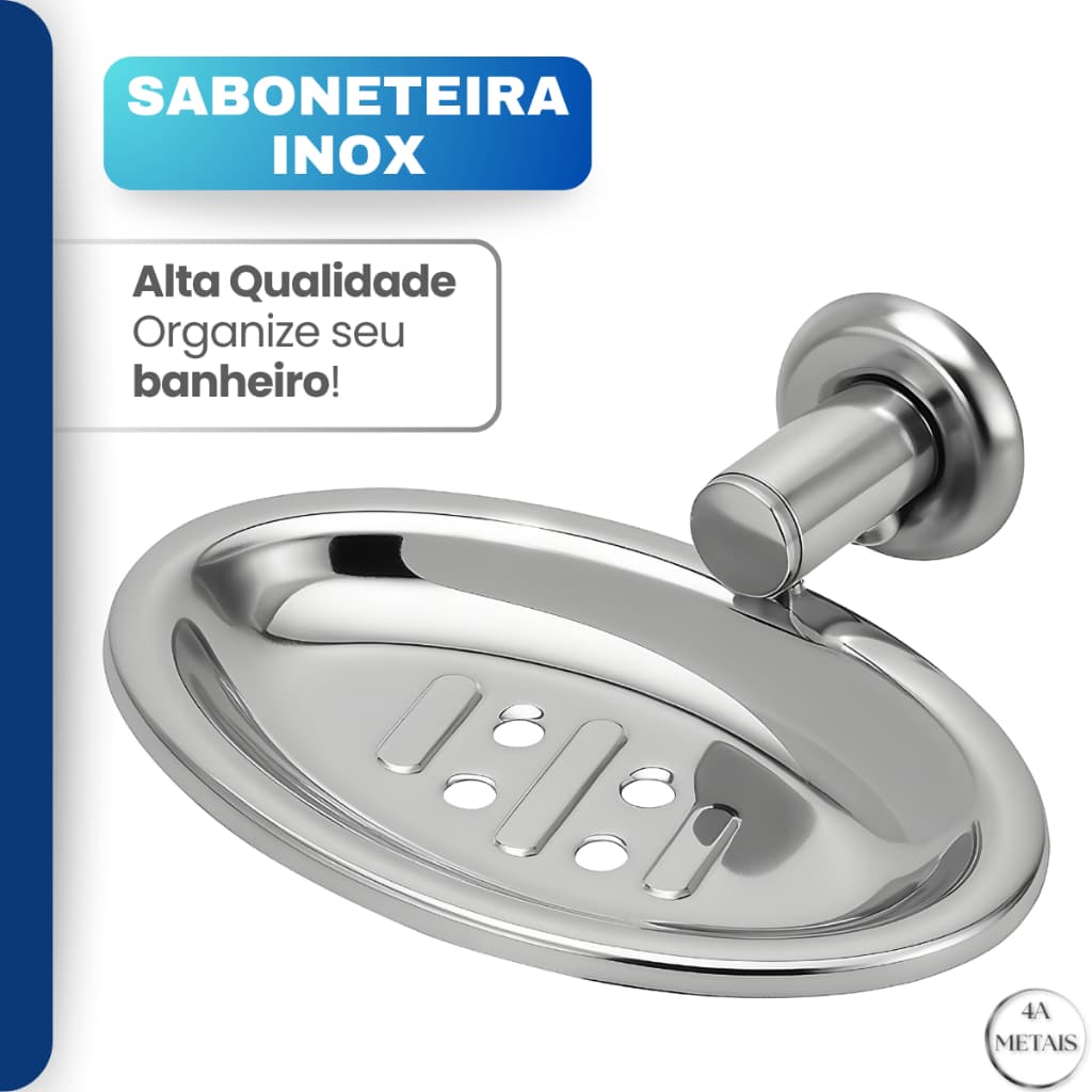 Saboneteira Inox Fixação Dupla | Modelo Reforçado | Linha Premium | Direto Fábrica | Não Enferruja | Qualidade 4A Metais