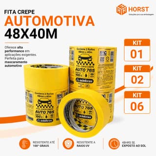 Fita Crepe Automotiva Adelbras Amarela 48mm x 40m Mascaramento Funilaria Profissional
