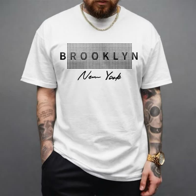 Camiseta masculina Brooklyn New York Camisa 100% Algodão Manfinity