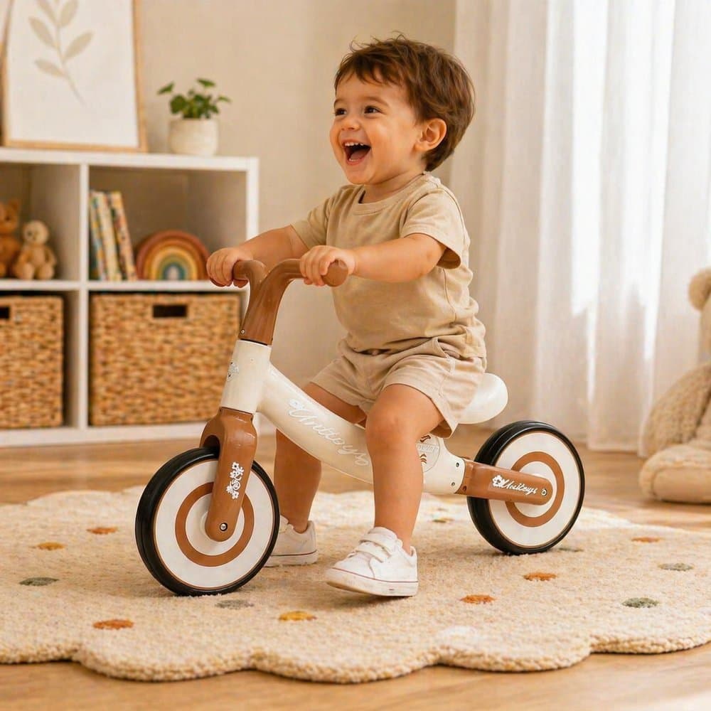 Bicicleta Equilíbrio Sem Pedal Infantil Aro 12 Marrom/Bege 2 a 5 Anos