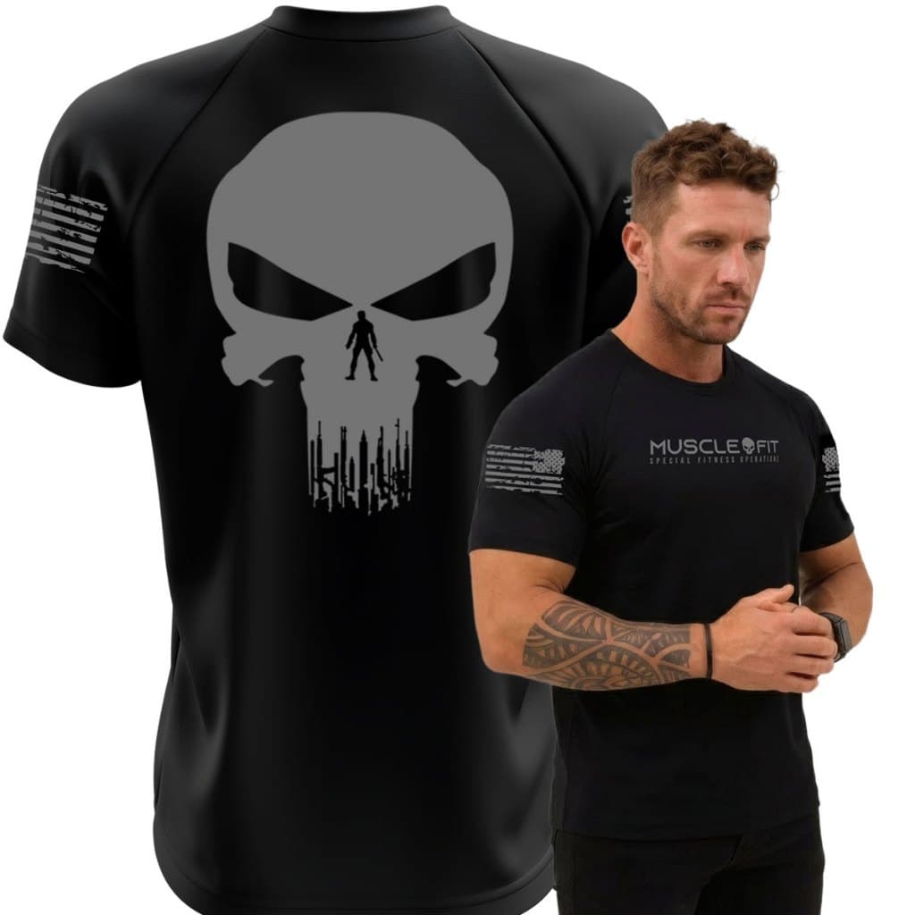 Camiseta Original Masculina Dry Fit Justiceiro Vingador Treino Bope Caveira Militar Muscle Fit