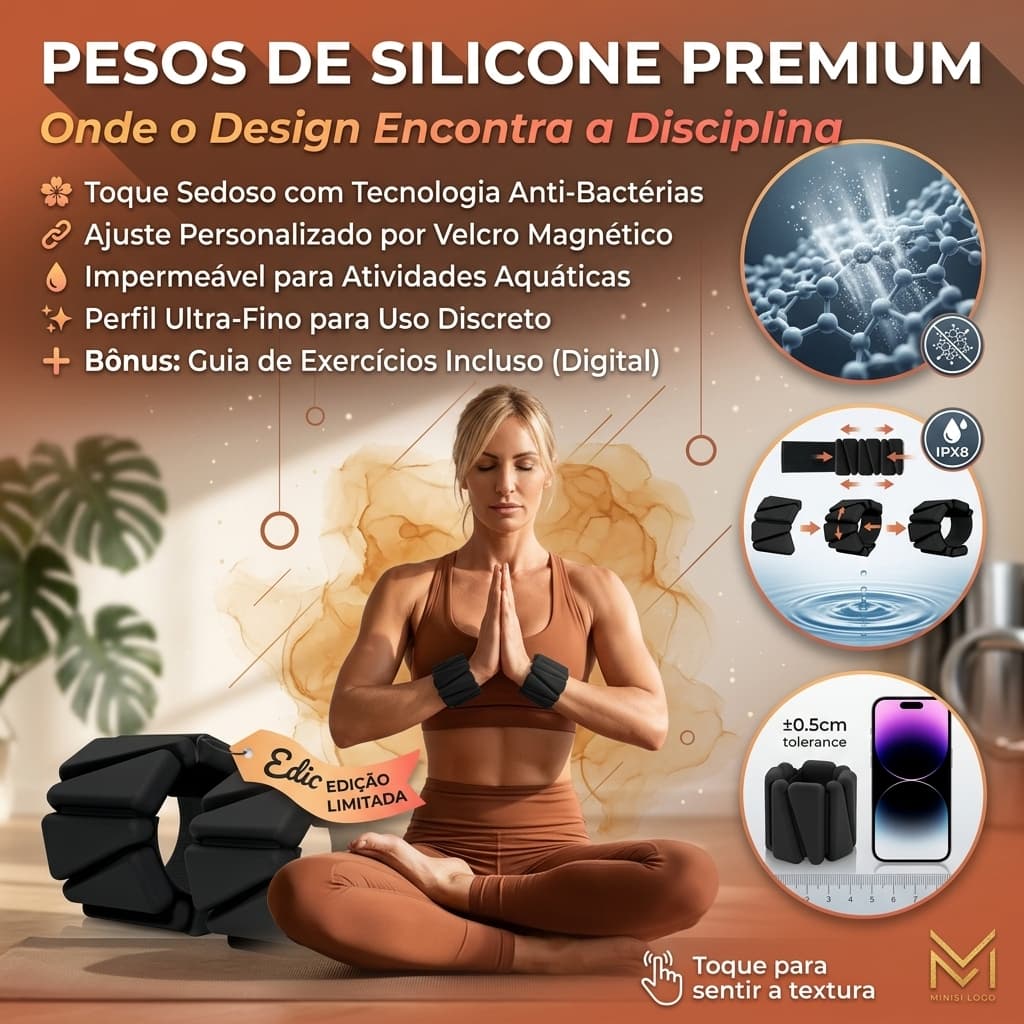 Par De Pesos De Pulso E Tornozelo Em Silicone 1kg (2 Libras) Ajustável Para Yoga Pilates E Caminhada