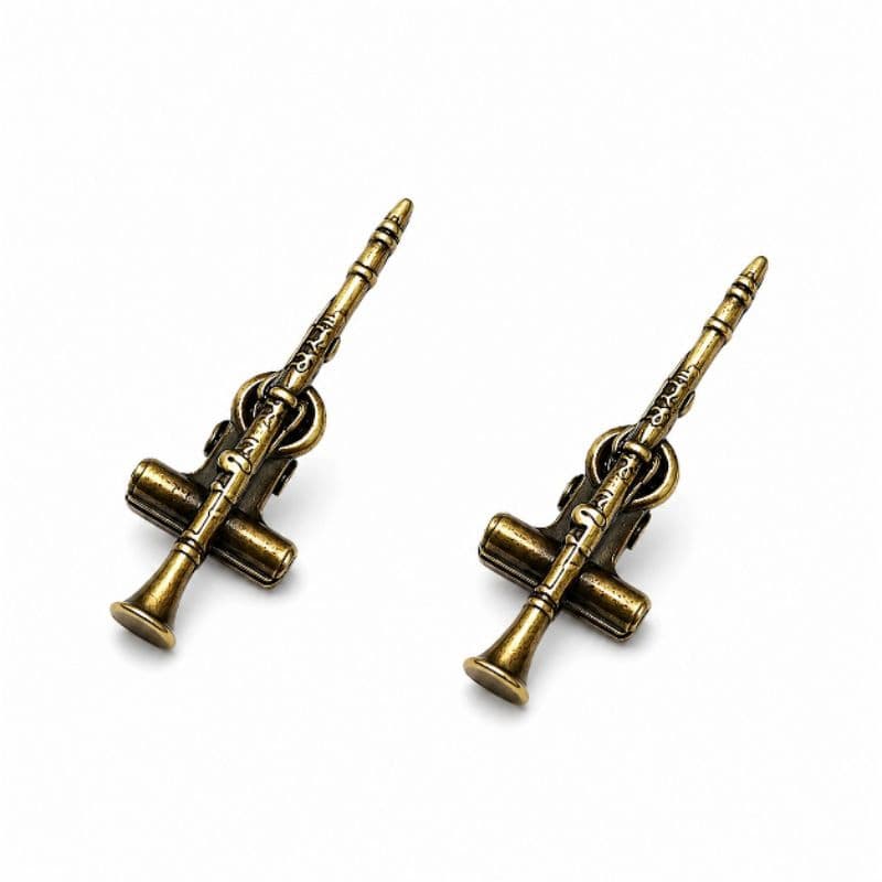 Prendedores de partituras luxo modelo Clarinete ouro envelhecido com 2 unidades.