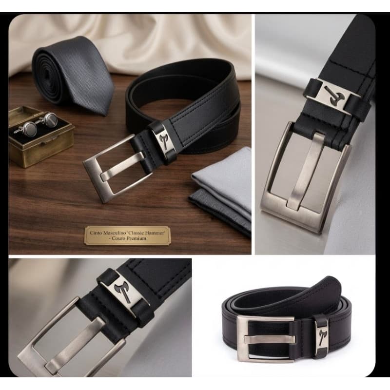 Cinto Masculino Social de Couro Premium Classic Hammer Luxo