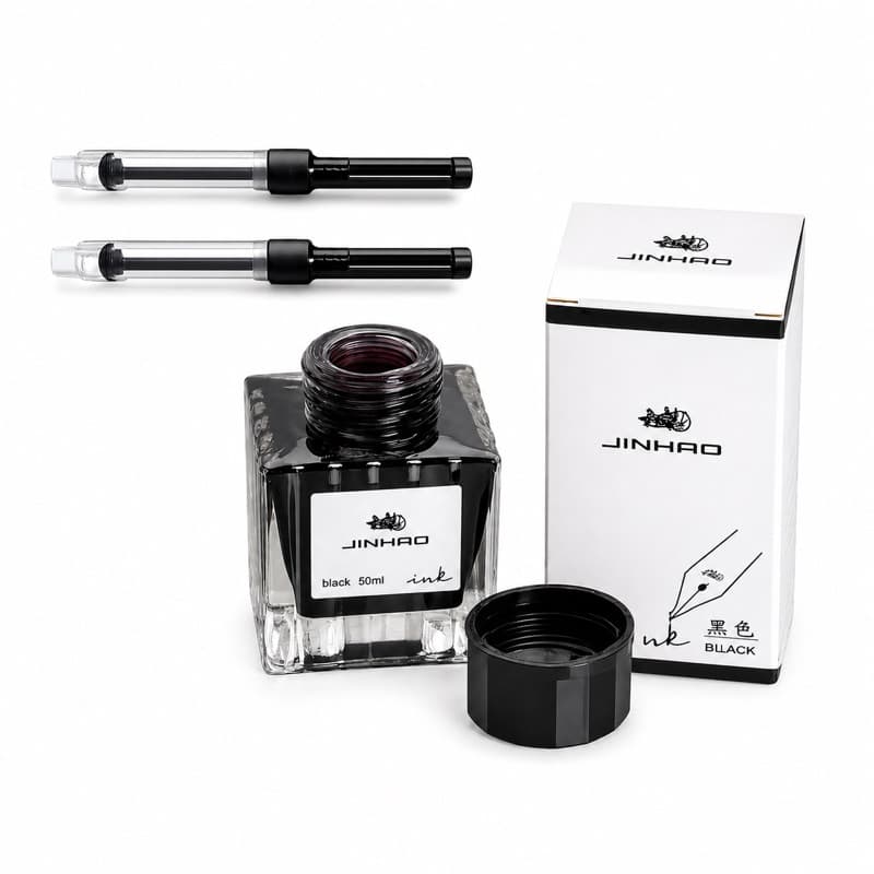 Tinta Para Caneta Tinteiro 50ml Preta + Conversores kit Refil Recarga Cartucho Alta Qualidade