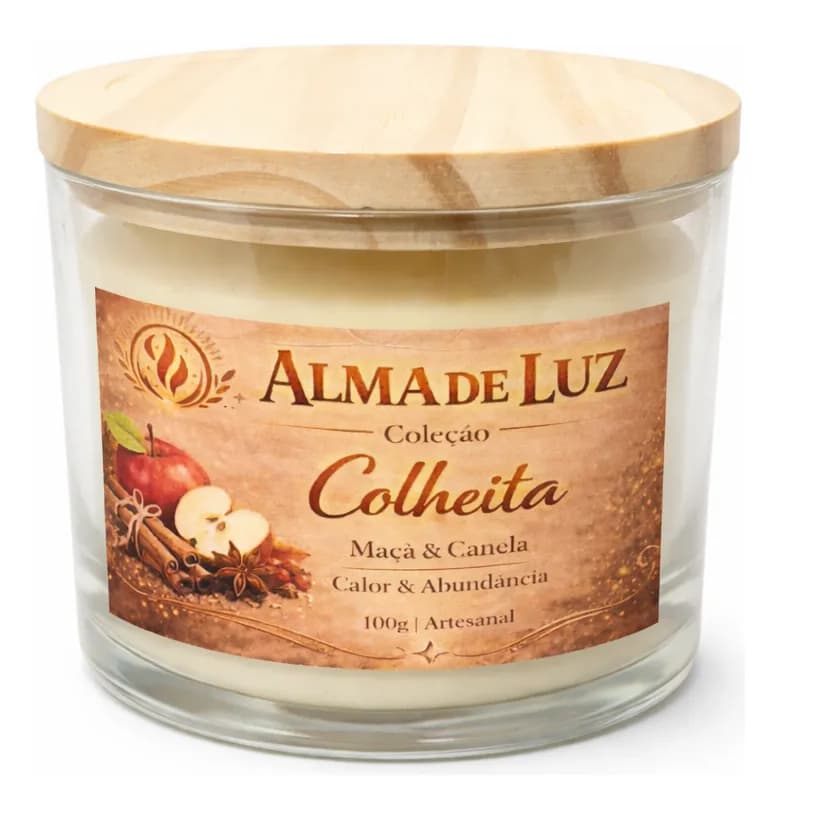 Vela Aromática Premium 100g Perfumada Maça E Canela Presente