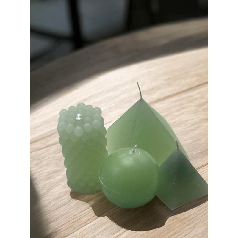 Kit Velas Aromáticas Decorativas Verdes | Velas Artesanais Geométricas + Embalagem Presente | Decoração Natural