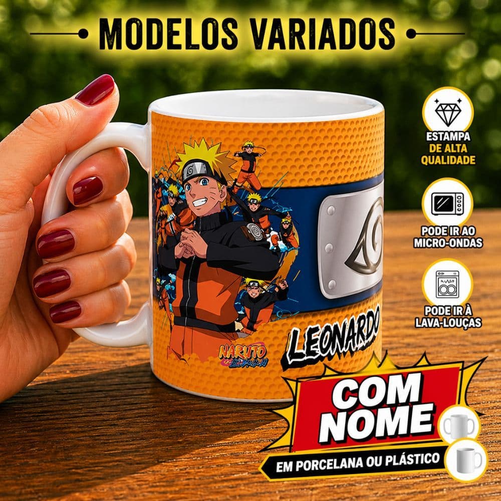 Caneca Personalizada Naruto COM NOME ( Porcelana ou Plástico )