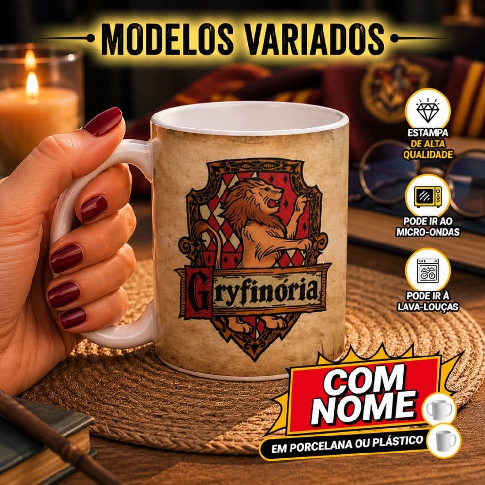 Caneca Personalizada Harry Potter COM NOME ( Porcelana ou Plástico )