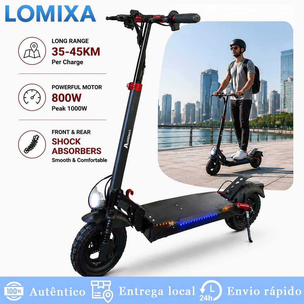 800W Electric Scooter with Rechargeable Battery | Foldable Design | Super Autonomy for Adults up to 100kg
