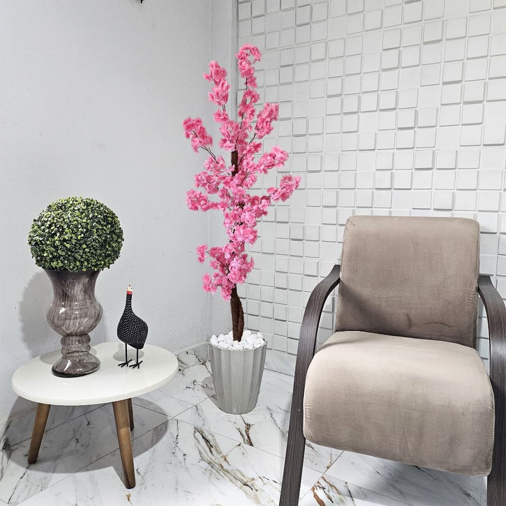 Japonesa Artificial Cerejeira Rosa Vaso Liso Decorativo 150cm