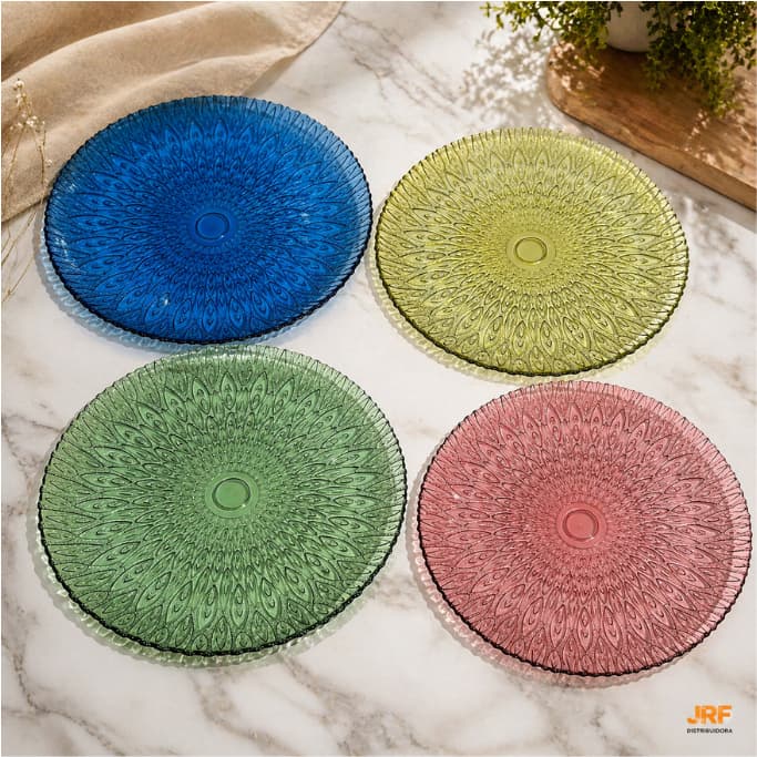 Prato Pluma Vitazza Decorativo 32cm Centro de Mesa Fruteira Mesa Posta Cores Variadas