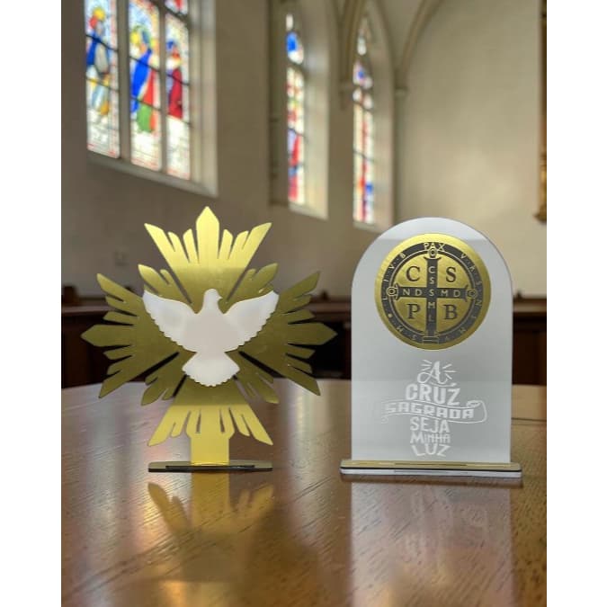 Decoração Dourada Católica Espelhada Metalizada Catecismo Quaresma Crisma Batismo Missa