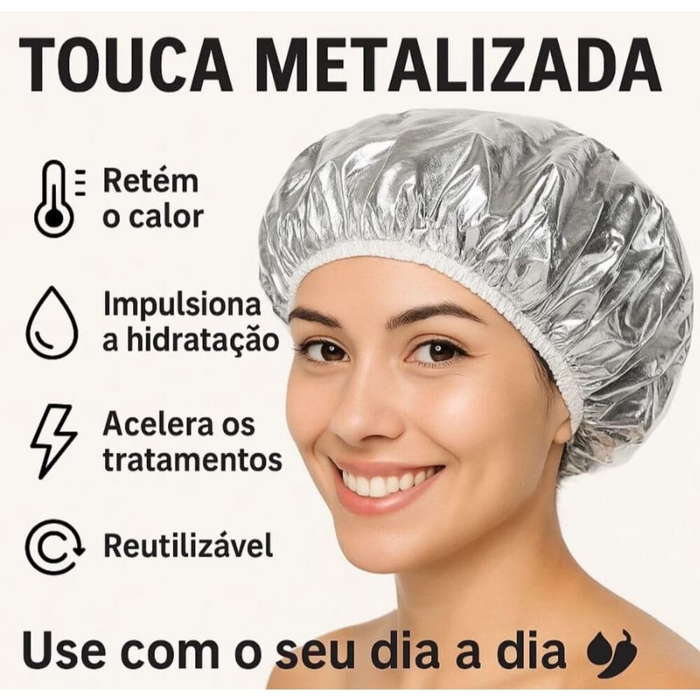 Touca Térmica Metalizada para Hidratação Capilar  Potencializa Máscara  Anti Frizz