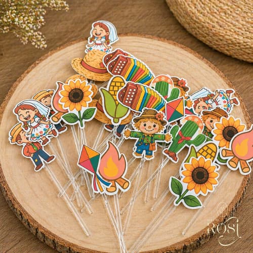 Kit 30 Topper para Docinhos Festa Junina | Topper Doces São João | Decoração Junina | Enfeites Arraiá |Envio Imediato