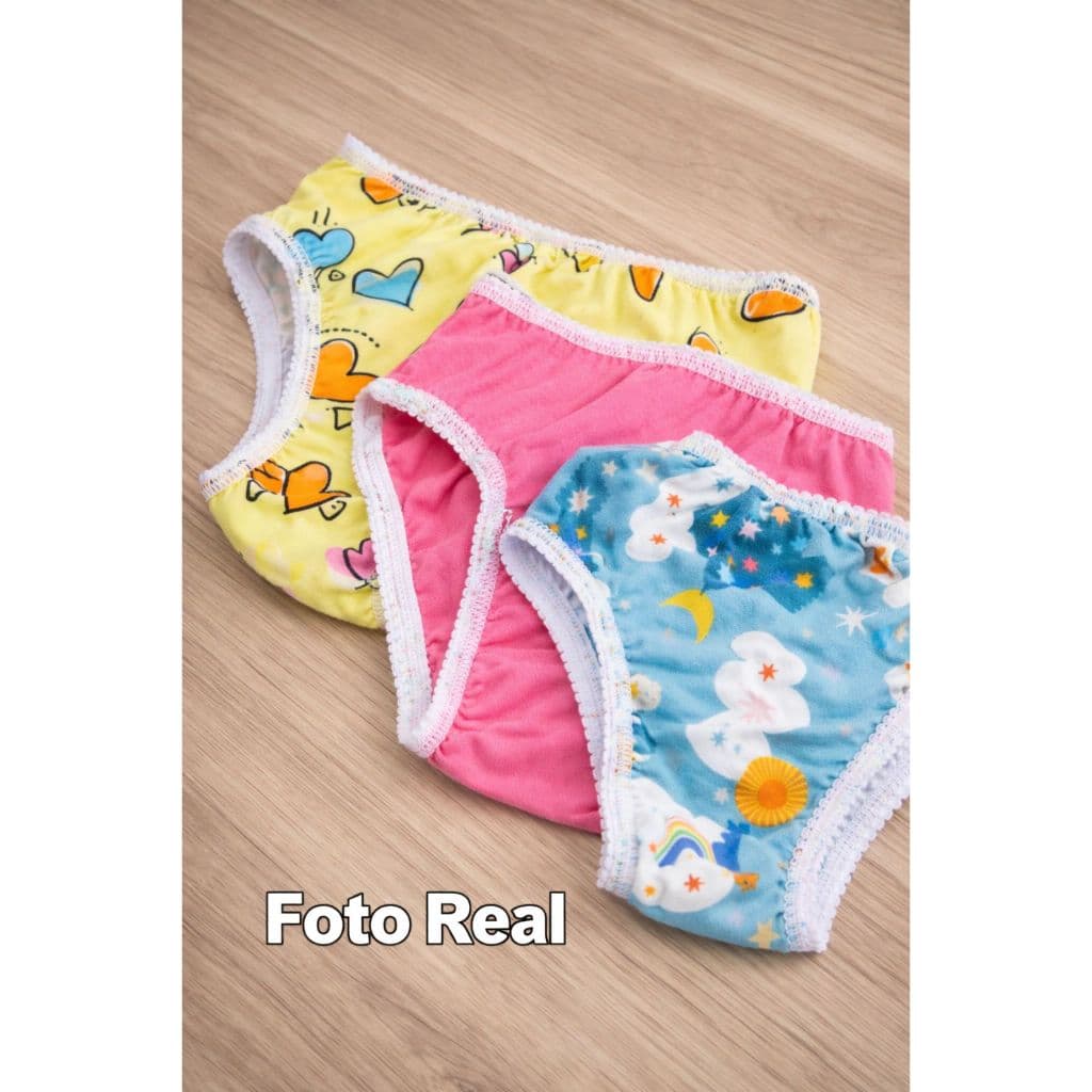 Kit Calcinha Infantil Menina Feminina Estampada Muito Confortável Criança feliz