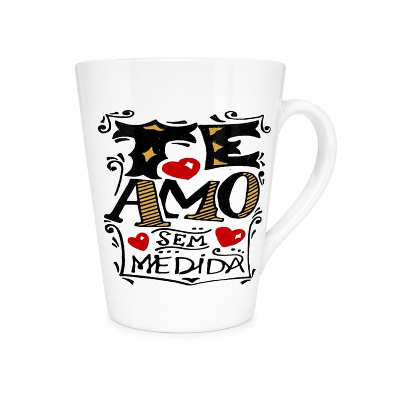 Caneca de porcelana 250 ml com frases românticas