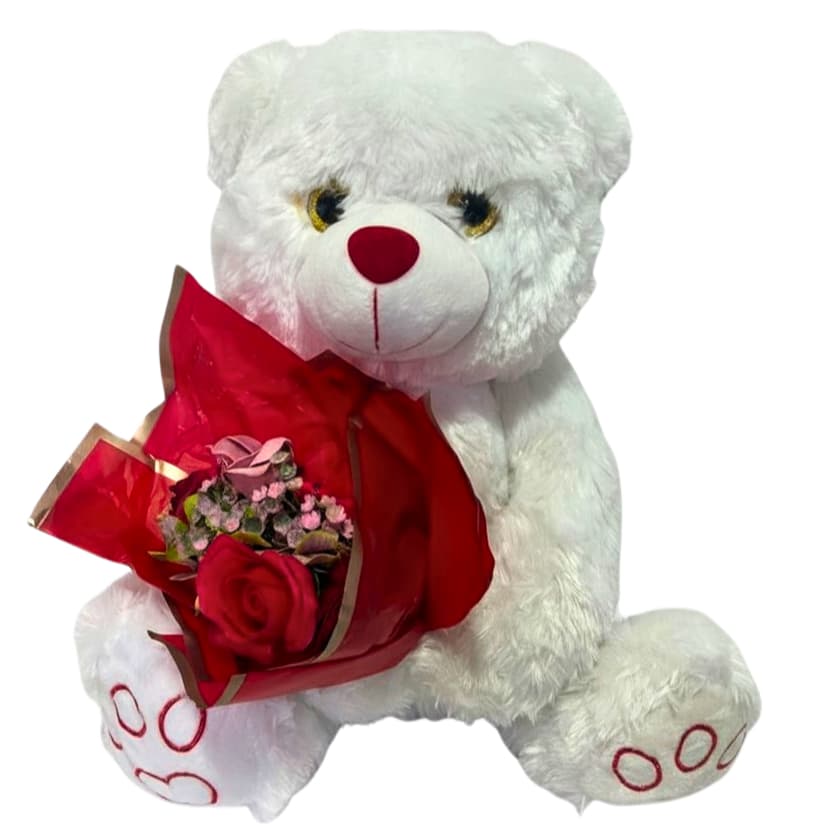 Urso de Pelúcia Buquê de Flores Rosa Romantico Perfumado Grande Dia Das Mães e Namorados Presente