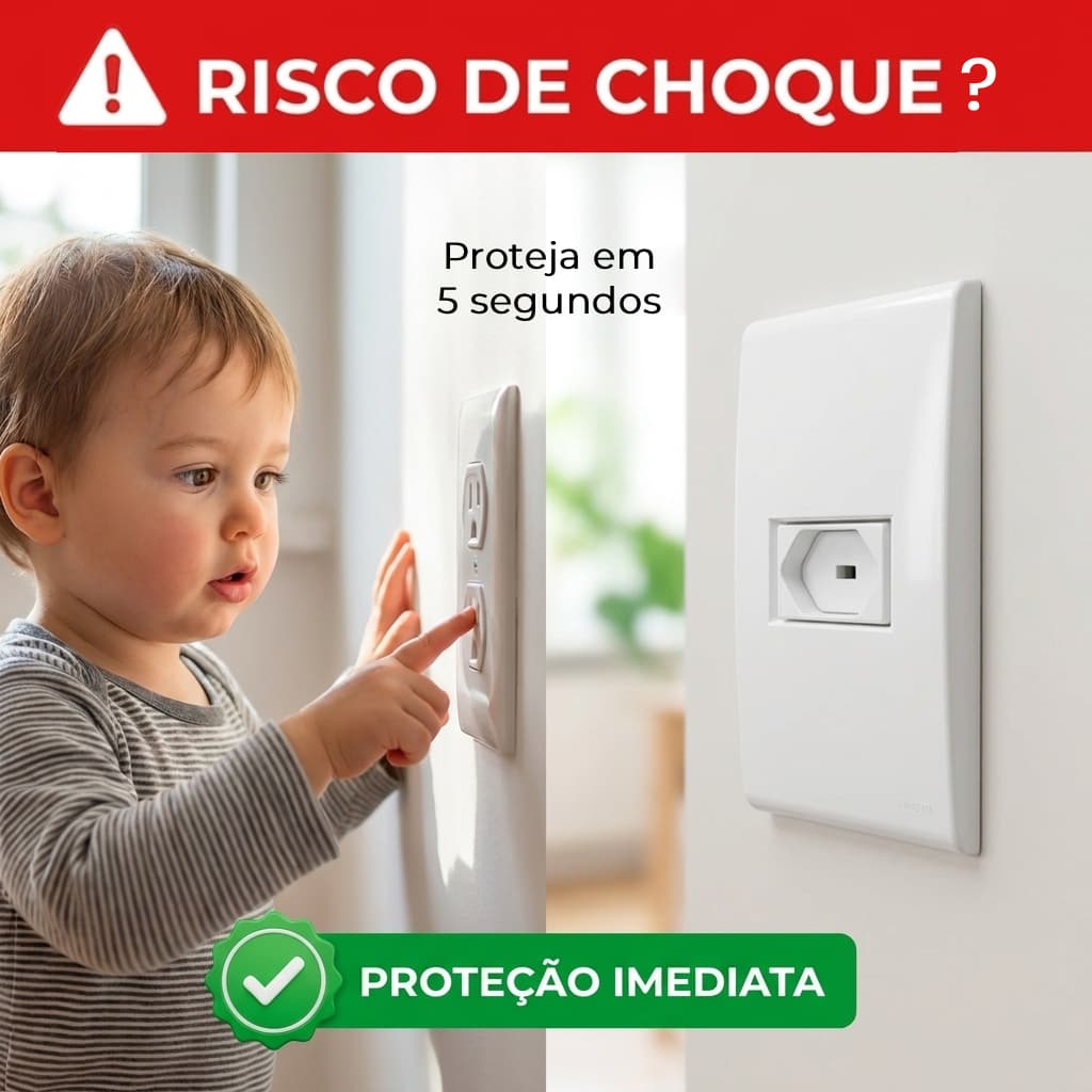 Protetor de Tomada Anti Choque Infantil com Chave Segurança 2 e 3 Pinos Kit Proteção para Crianças