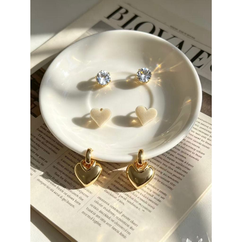 Brincos de Aço Inoxidável 3 Pares Variados Não Enferruja Prateado/Dourado Estilo