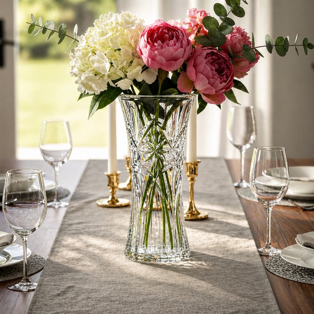 Vaso de Vidro Decorativo Plantas Flores  Mesa Festa com  Design Elegante Versátil 24cm