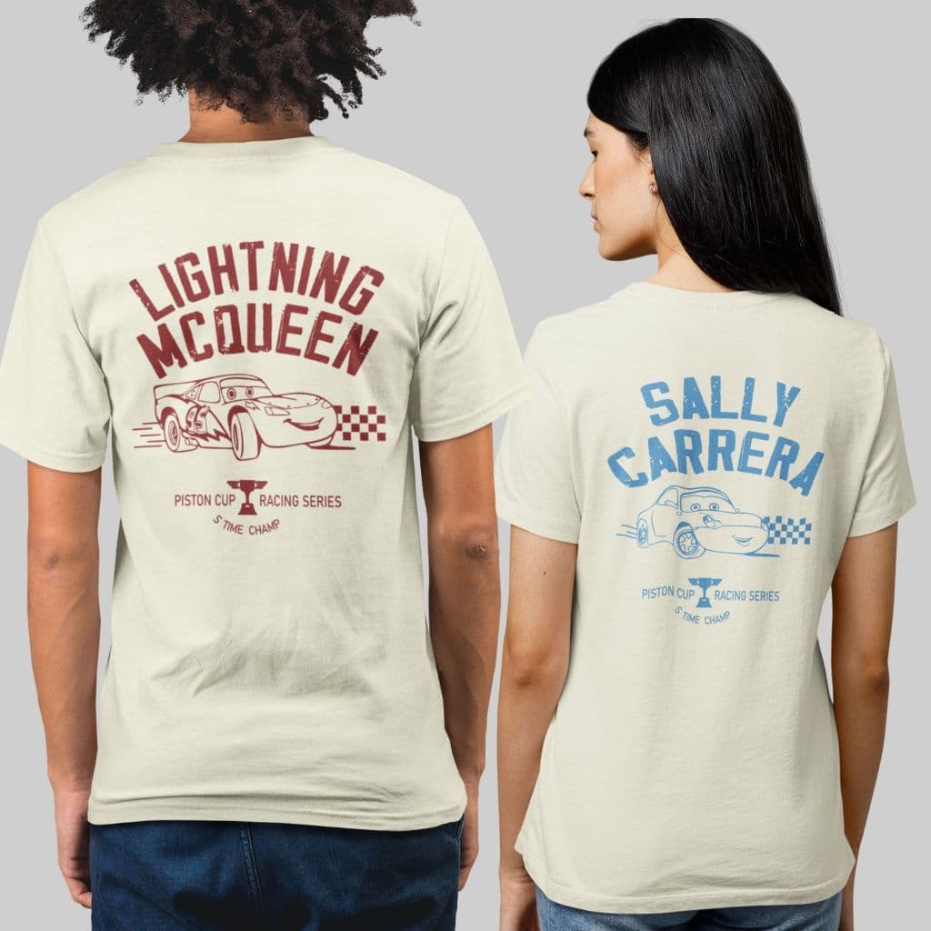 Kit Casal Mcqueen e Sally Off-white Costa Filme Carros Apaixonados 100% algodão