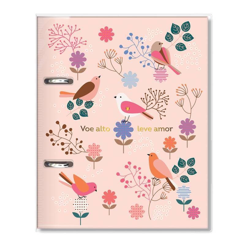Caderno Agorlado Fichário Floral Rosa Leve Amor